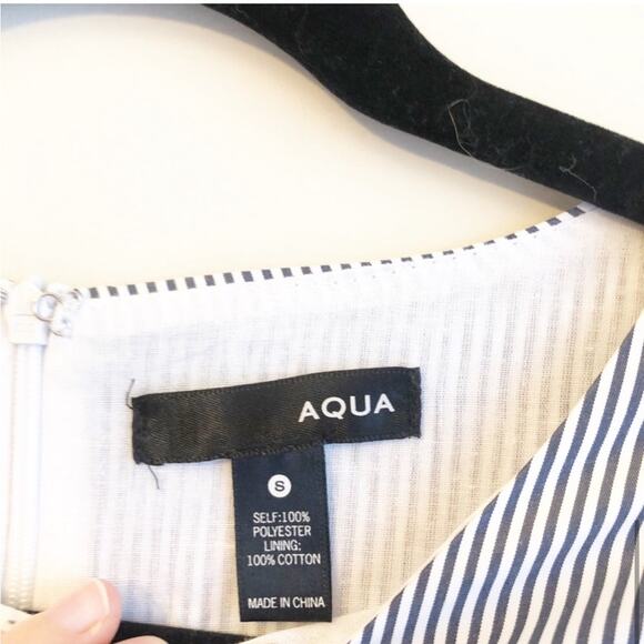 Aqua Cold-Shoulder Ruffled Striped Dress - Picture 5 of 6